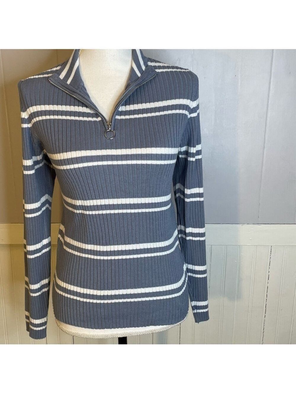 Y2K Pink Republic Ribbed 1/4 Zip Sweater – Size XXL